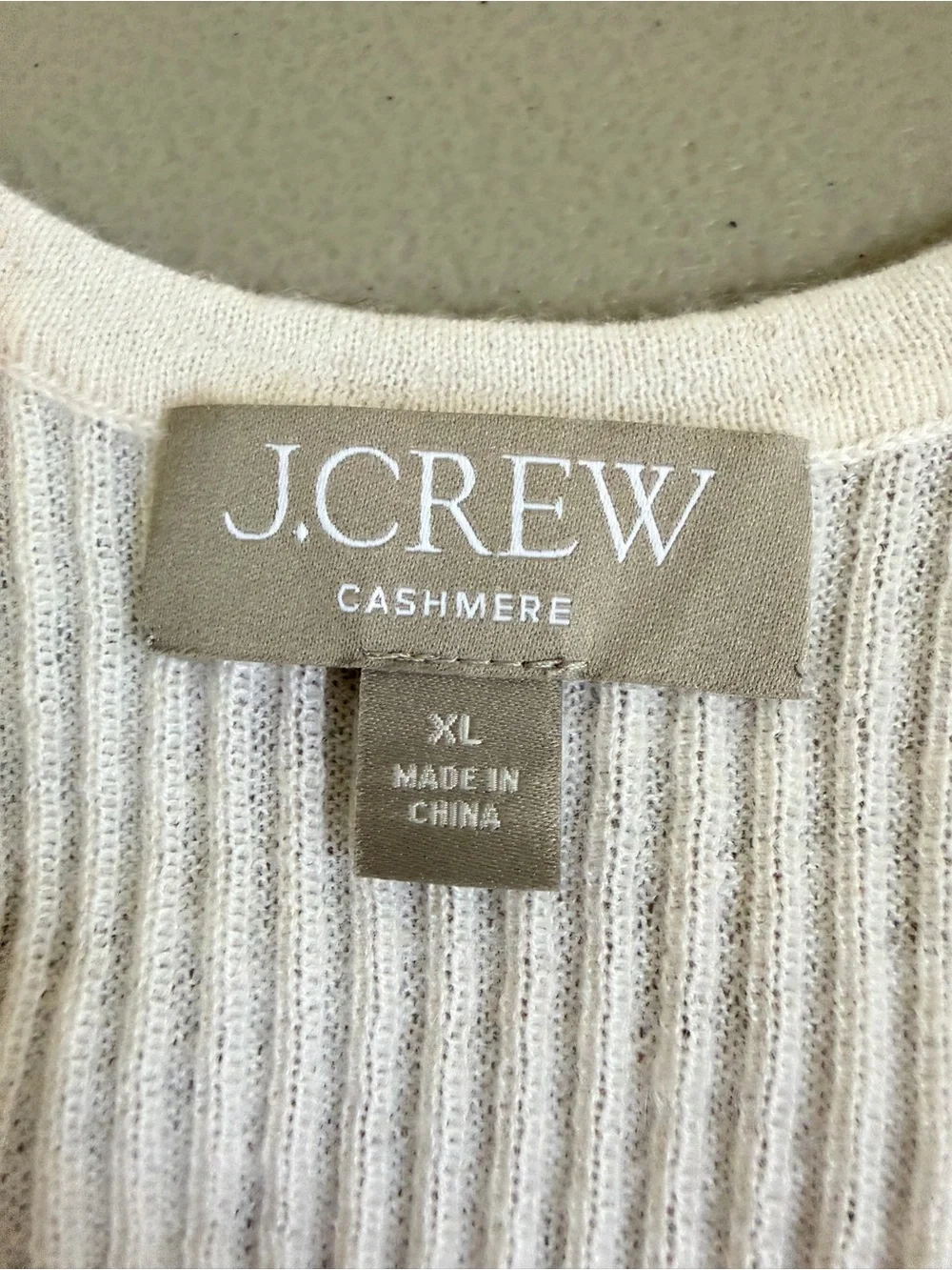 J. Crew 100% Cashmere Ivory Scoop Neck Sweater Tank Size XL Ribbed Quiet Luxury